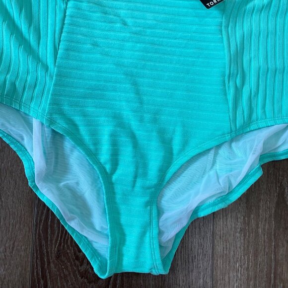 Torrid Mint Green Ribbed High-Waist Bikini Bottoms Swim/Resort Plus Size Size 4X - Picture 2 of 5